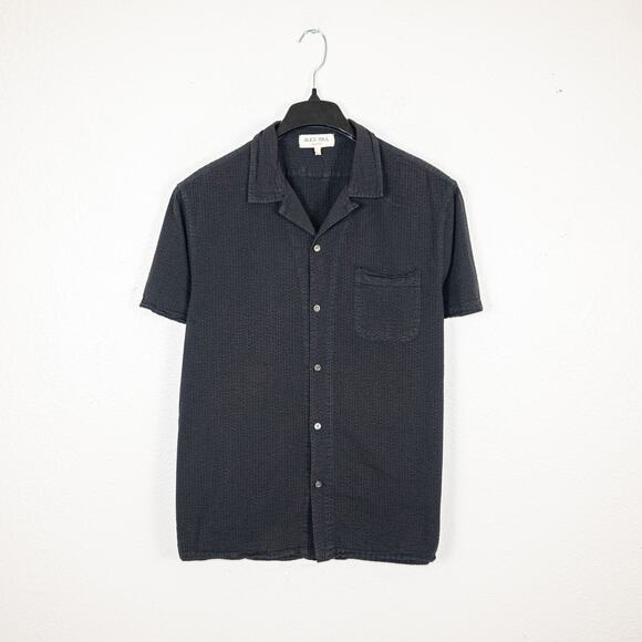 Alex Mill Men's Seersucker Camp Shirt in Washed Black Cotton size Large - Picture 1 of 6